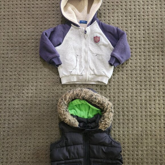 2 Pcs, Naartjie Kids Hooded Jacket + Puffer Vest Old Navy, 12-18 Mo (BUNDLE# 3) - Picture 1 of 8